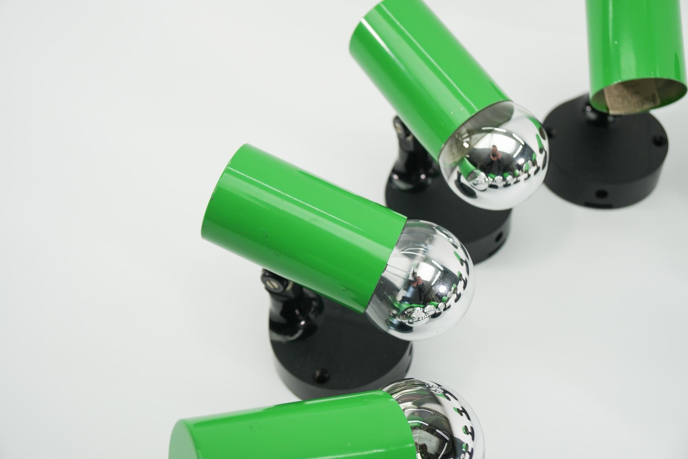 Set of 10 Green Wall or Ceiling Spot Lights by Massive, 1960s Belgium For Sale 6