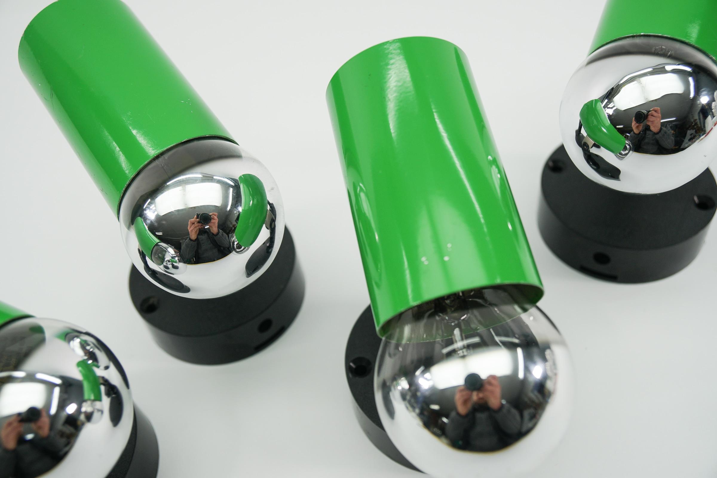 Set of 10 Green Wall or Ceiling Spot Lights by Massive, 1960s Belgium For Sale 9