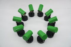 Set of 10 Green Wall or Ceiling Spot Lights by Massive, 1960s Belgium