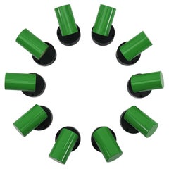Set of 10 Green Wall or Ceiling Spot Lights by Massive, 1960s Belgium