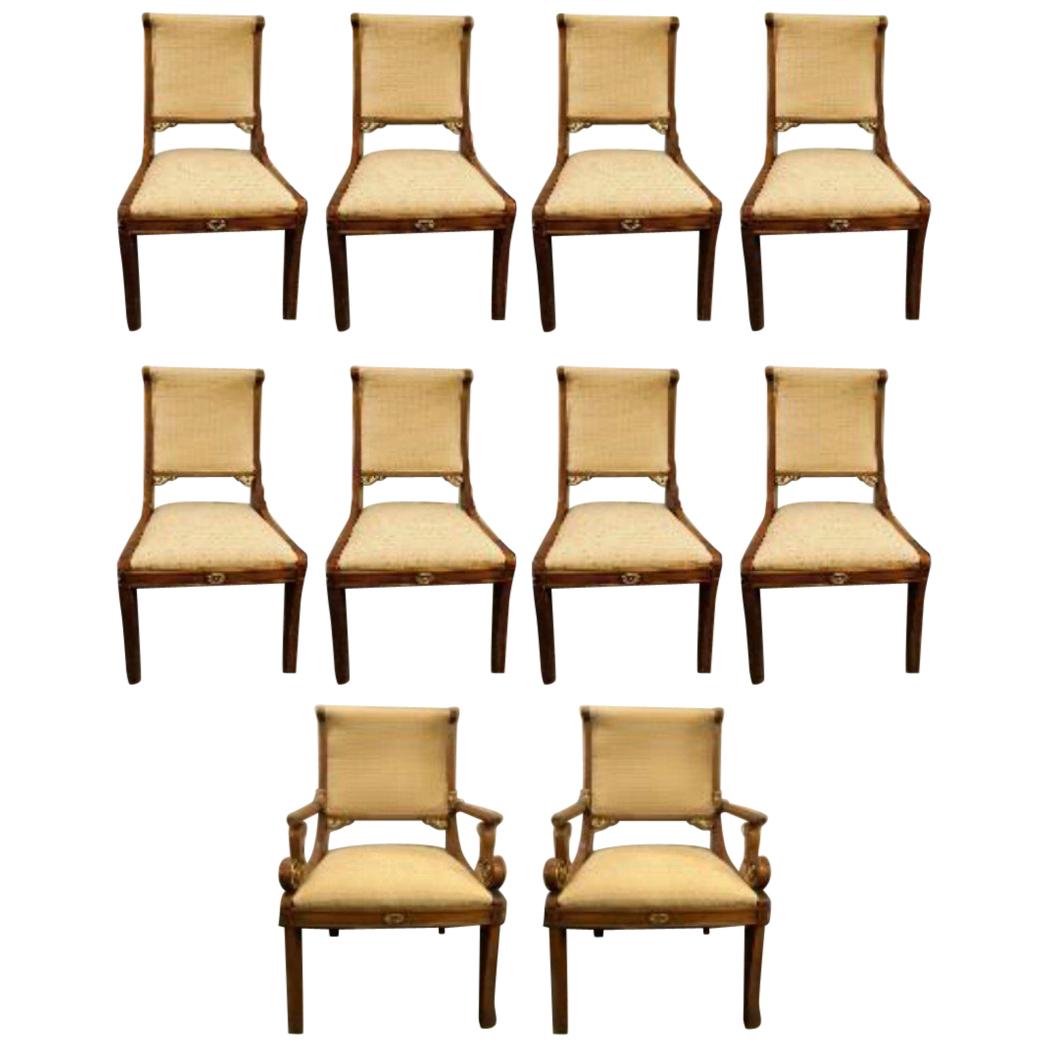 Set of 10 Grosfeld House Neoclassical Hollywood Regency Style Dining Chairs