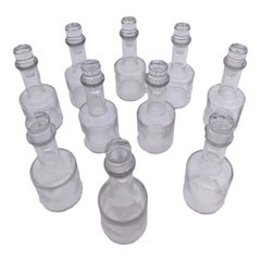 Set of 10 Hand Blown Glass Bottles with Stoppers from a Parisian Restaurant