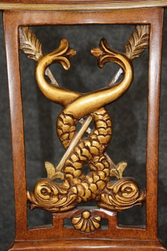 Juego de 10 Sillas de Comedor de la Regencia Italianas Galimberti de Nogal Dorado Talladas a Mano