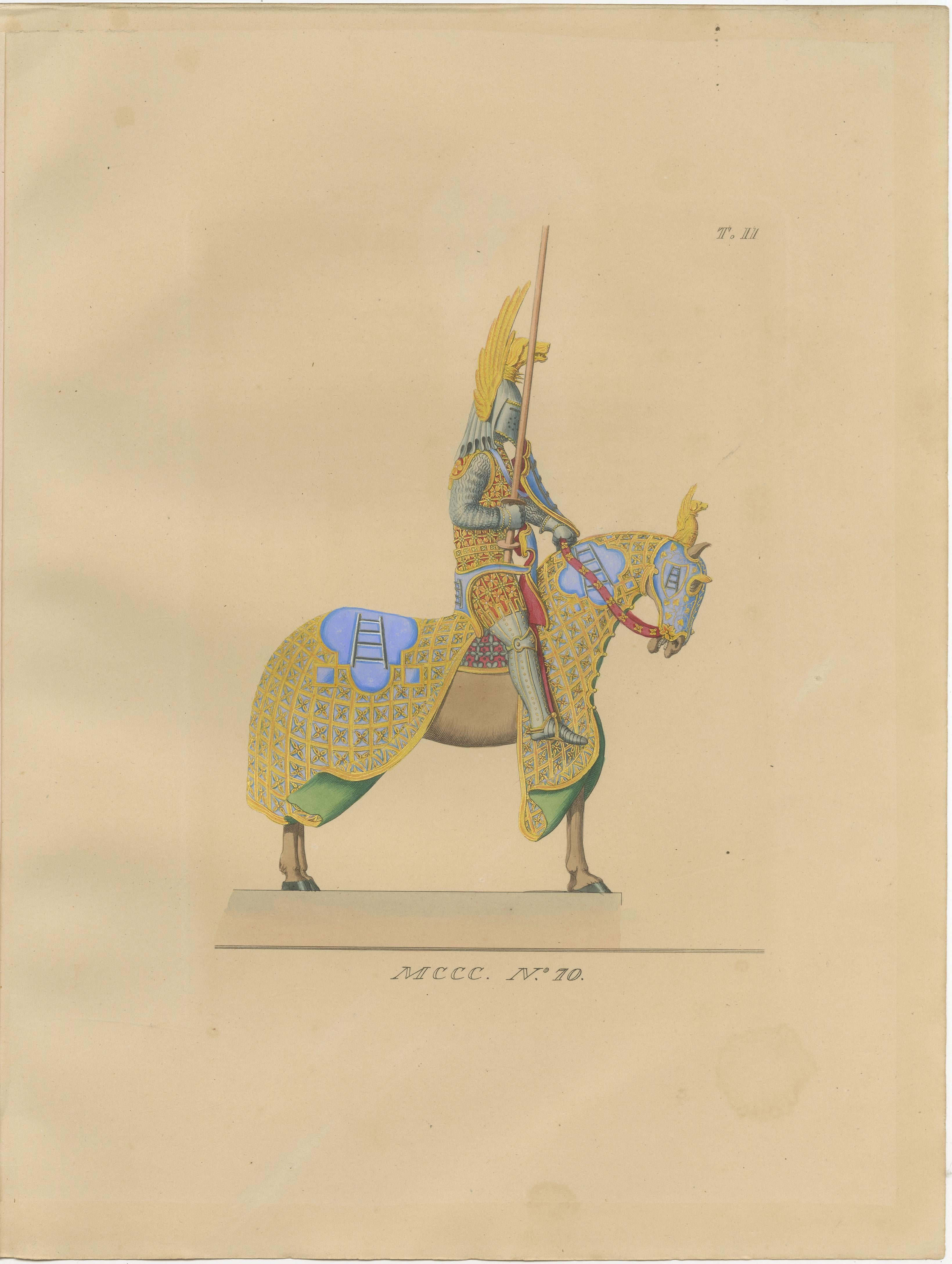 Set of 10 Hand-Colored Medieval Costume Prints by Paul Mercuri, Paris 1845