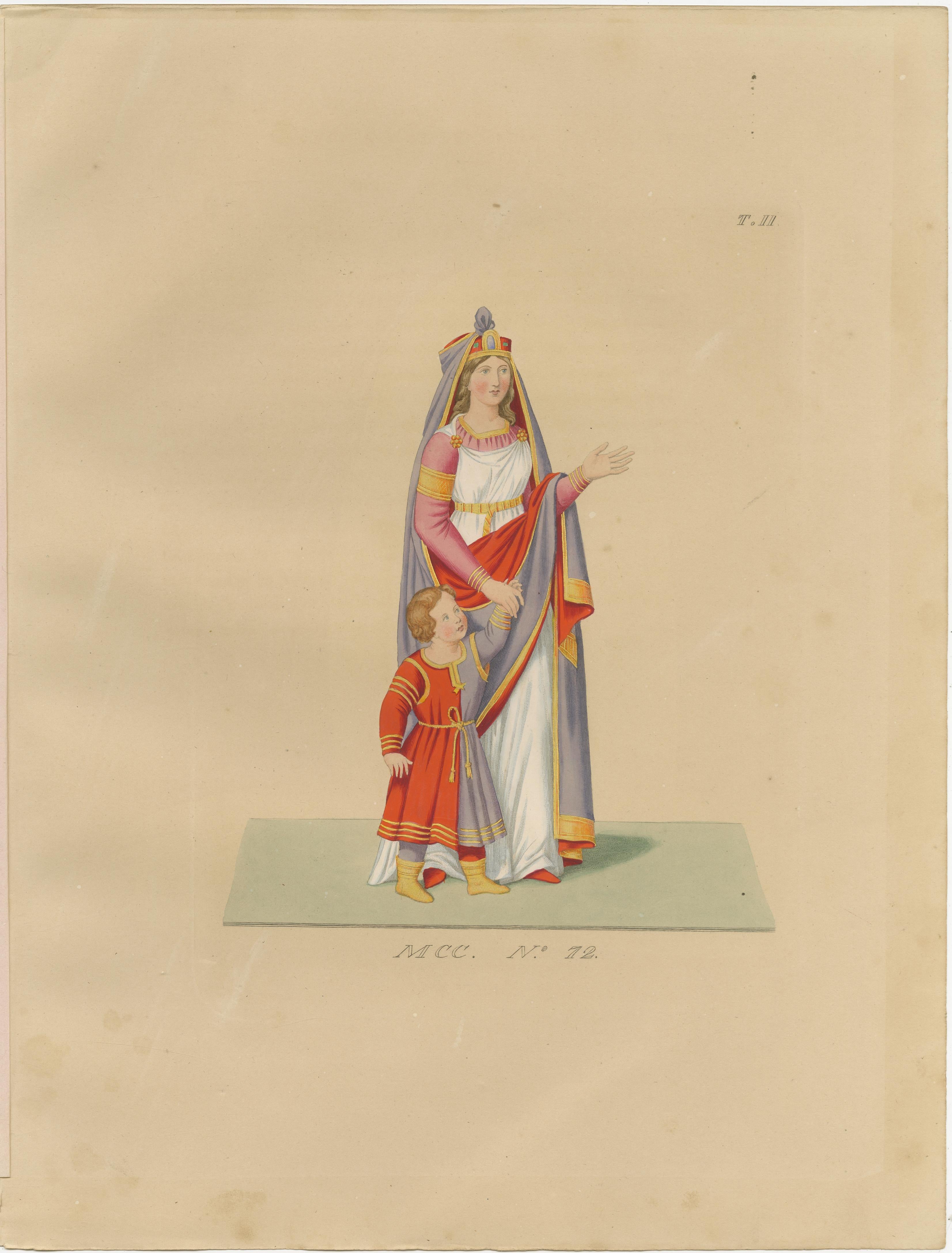 Set of 10 Hand-Colored Medieval Costume Prints by Paul Mercuri, Paris 1845