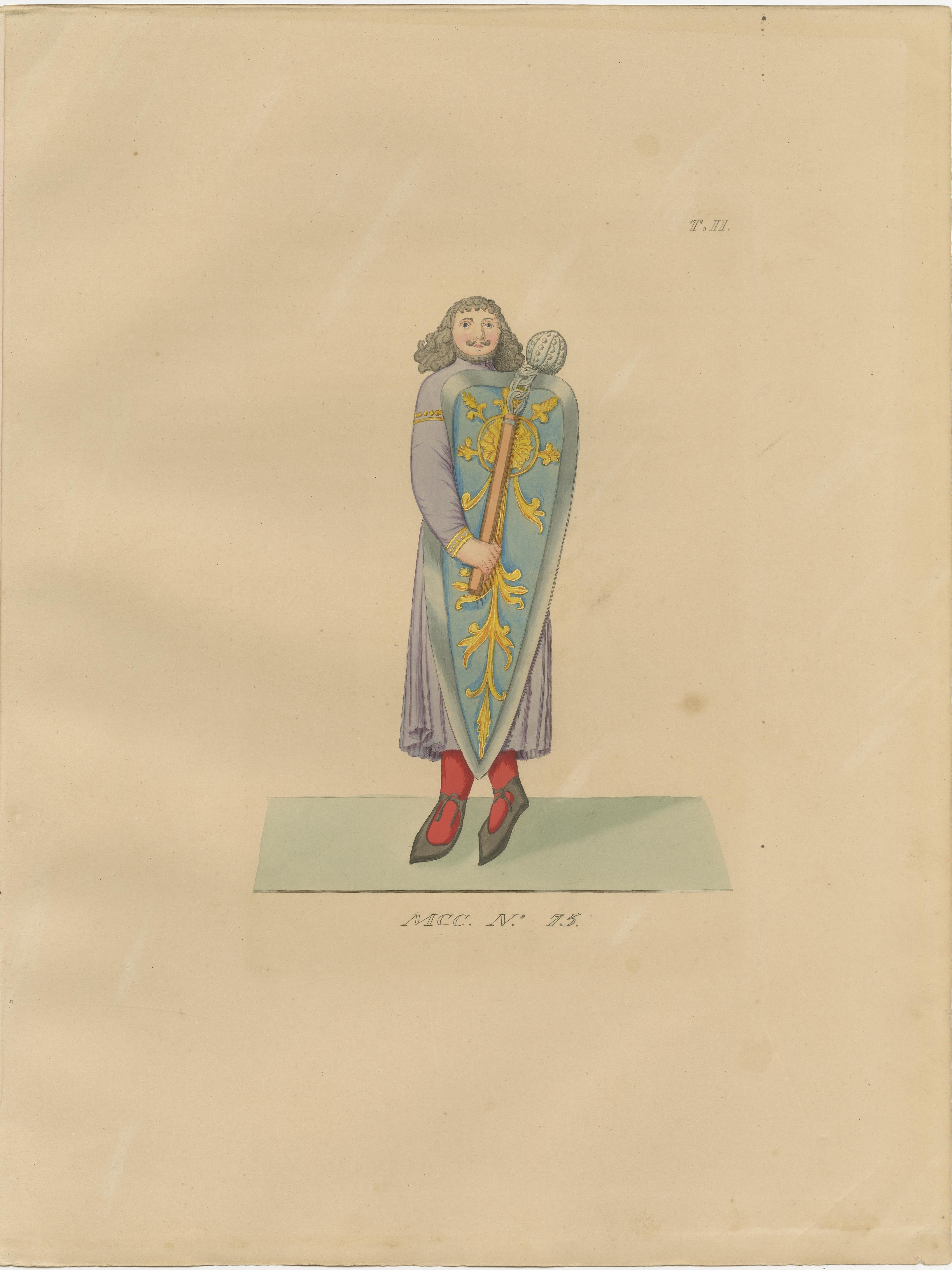 Set of 10 Hand-Colored Medieval Costume Prints by Paul Mercuri, Paris 1845