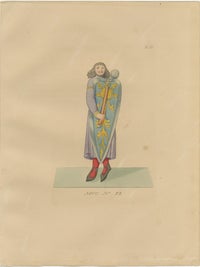 Set of 10 Hand-Colored Medieval Costume Prints by Paul Mercuri, Paris 1845, view 12