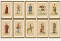Set of 10 Hand-Colored Medieval Costume Prints by Paul Mercuri, Paris 1845, view 2