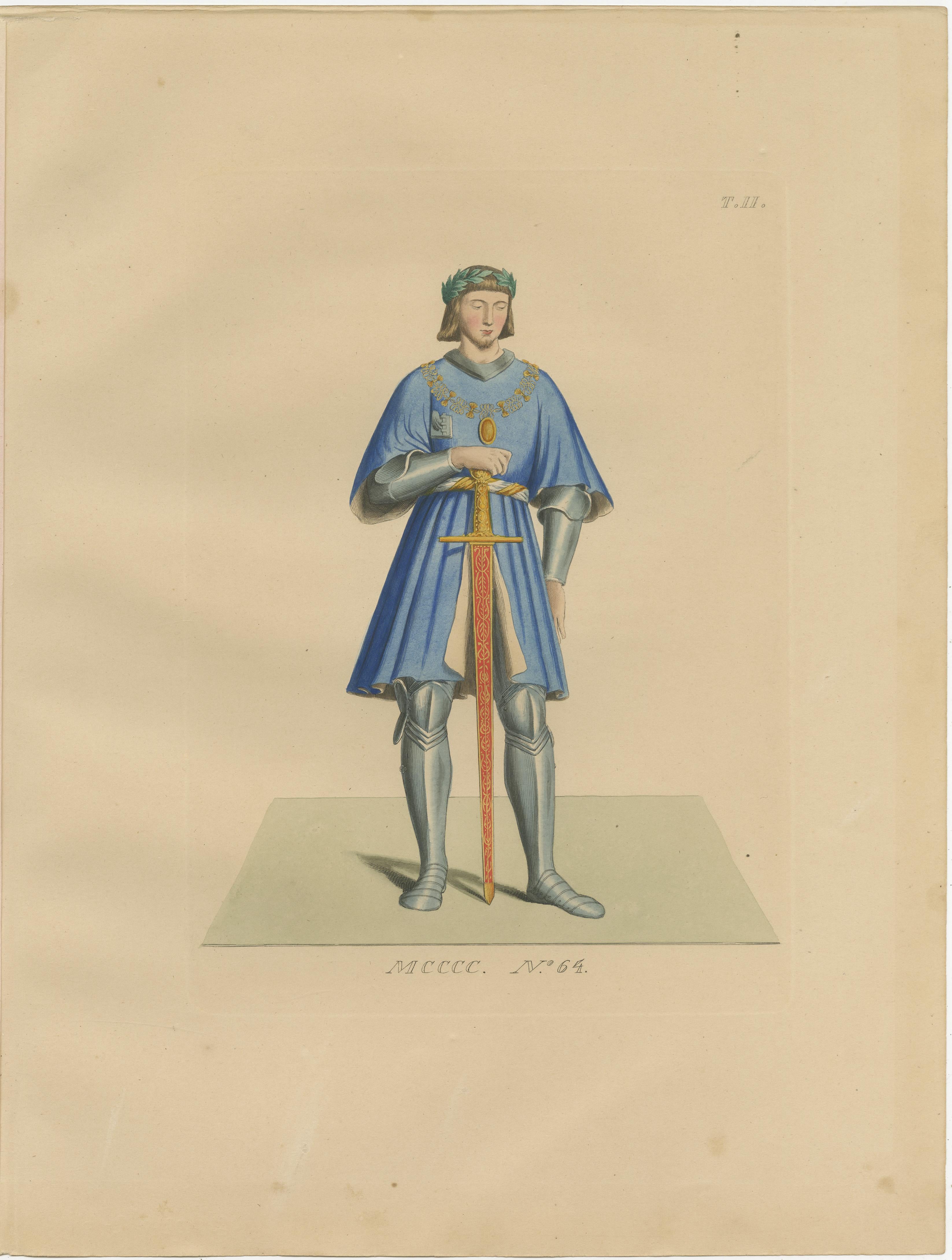Set of 10 Hand-Colored Medieval Costume Prints by Paul Mercuri, Paris 1845