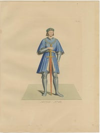 Set of 10 Hand-Colored Medieval Costume Prints by Paul Mercuri, Paris 1845, view 5