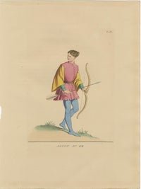 Set of 10 Hand-Colored Medieval Costume Prints by Paul Mercuri, Paris 1845, view 9