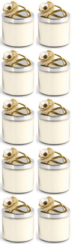 Lot de 10 bougies parfumées Anémone en métal et émail, fabriquées à la main