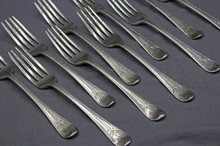 7 Fourchettes Apéritif Argent Sterling Mexique – Vintage Taxco – Style Sud-ouest