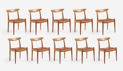 Ensemble de 10 chaises de salle à manger en Oak Model No No 1 de Hans Wegner, années 1950