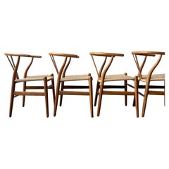 Set of 10 Hans Wegner Wishbone Chairs in Oak circa 1950's