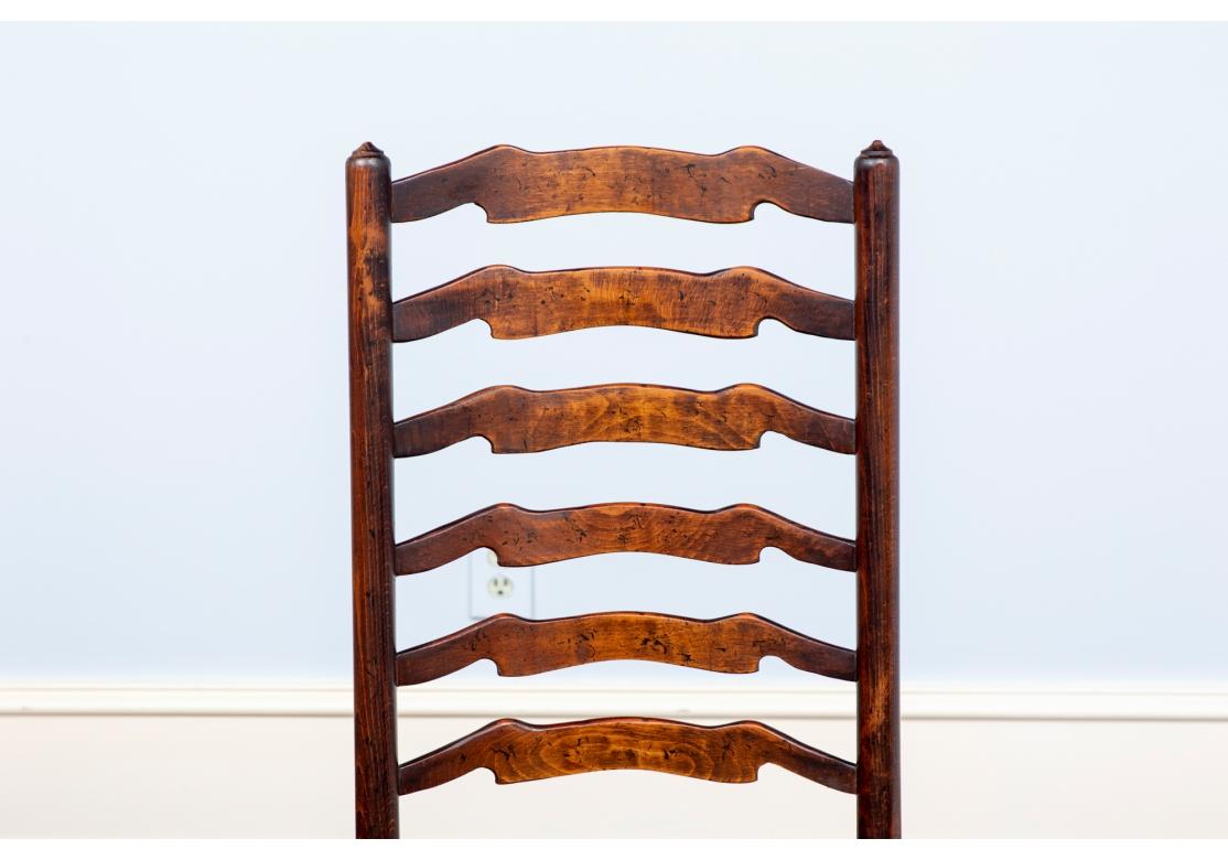 Set Of 10 Hardwood Slatted Ladder Back Dining Chairs  7