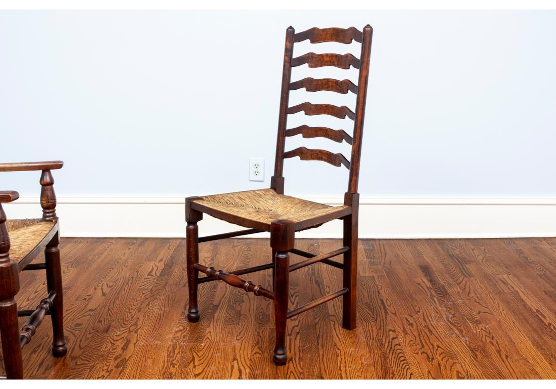Set Of 10 Hardwood Slatted Ladder Back Dining Chairs  13