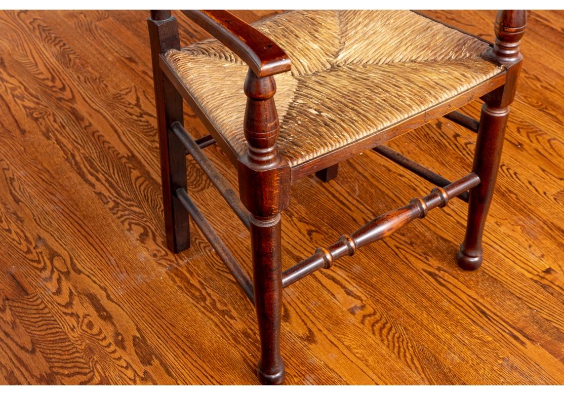 Rustic Set Of 10 Hardwood Slatted Ladder Back Dining Chairs 