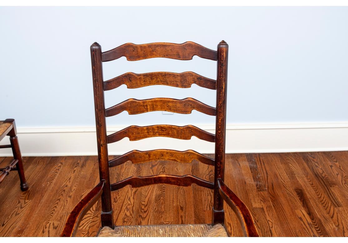 20th Century Set Of 10 Hardwood Slatted Ladder Back Dining Chairs 