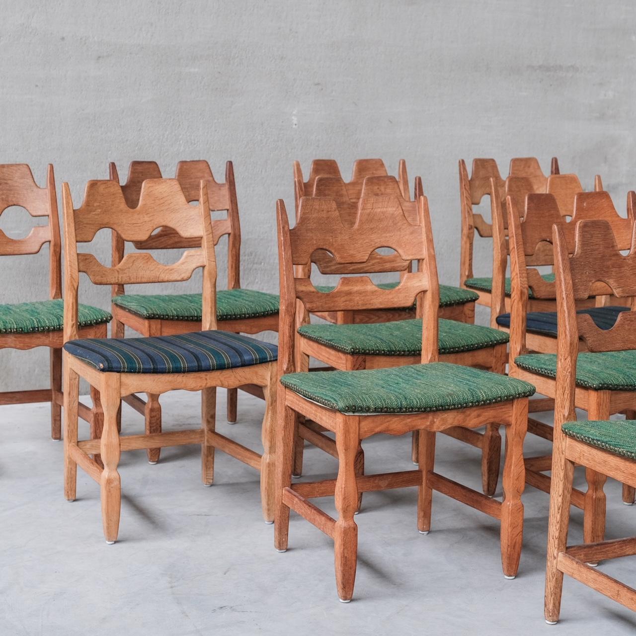 Set of 10 Henning 'Henry' Kjaernulf Oak Razor Mid-Century Dining Chairs 5