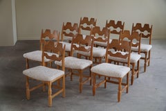 Set of 10 Henning Kjærnulf "Razorblade" Chairs in Oak & Lambswool, 1960s