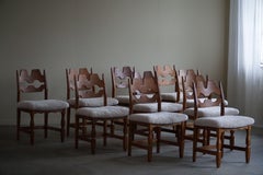 Set of 10 Henning Kjærnulf "Razorblade" Chairs in Oak & Lambswool, 1960s