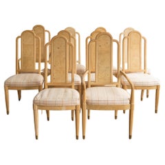 Vintage Set of 10 Henredon Scene Two Olive Burl Dining Chairs