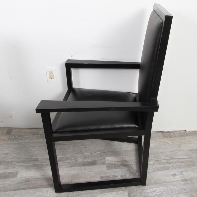 Set of 10 High Back Black Leather and Oak Armchairs For Sale at 1stDibs