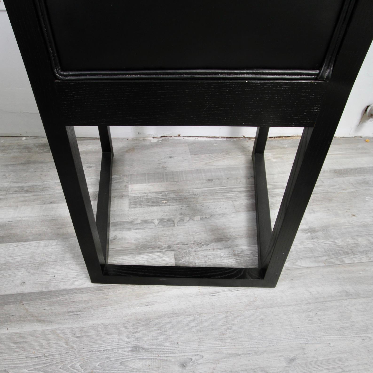 Contemporary Set of 10 High Back Black Leather & Oak Armchairs For Sale