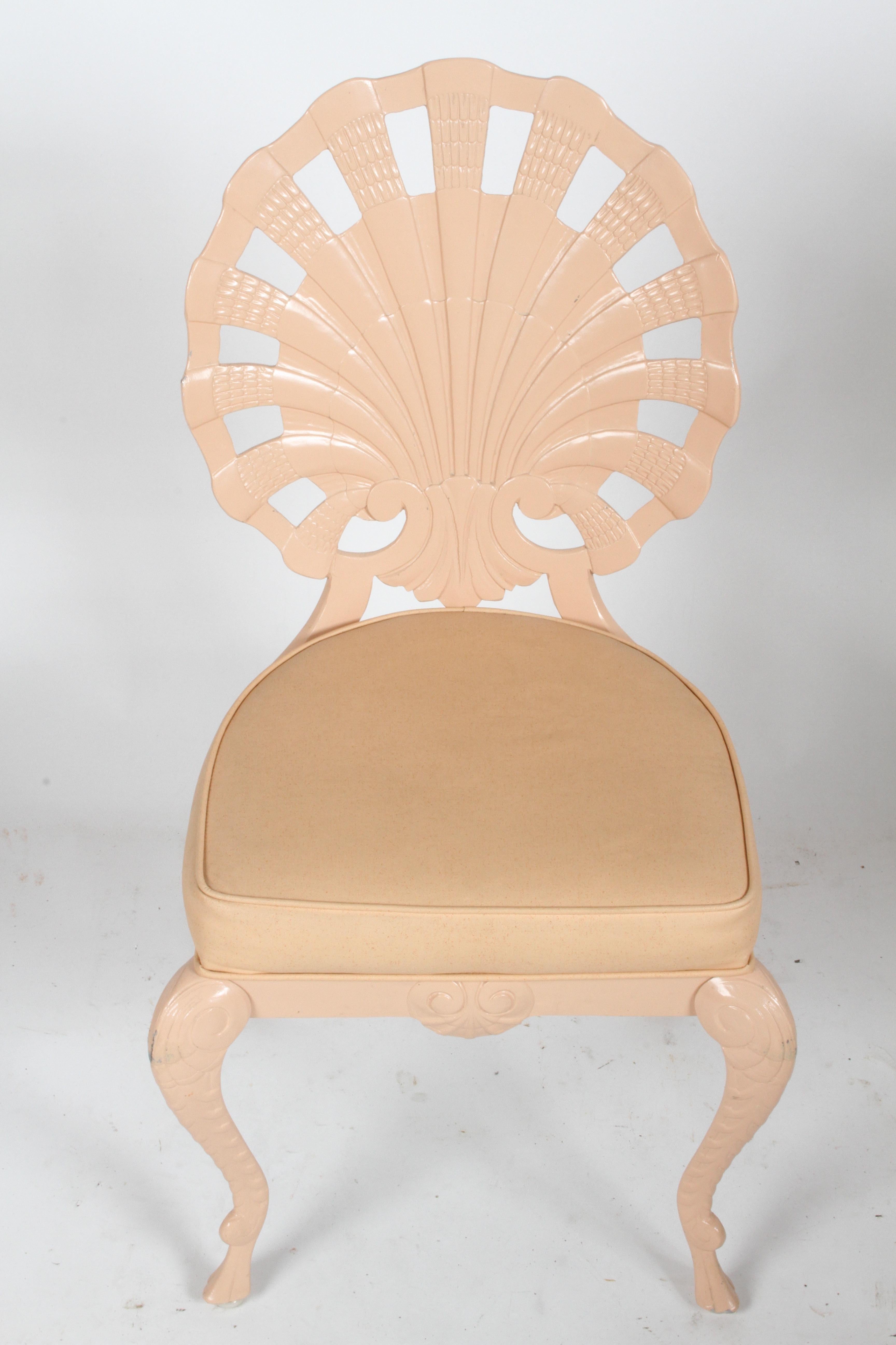 American Set of 10 Hollywood Regency Aluminum Shell Back Grotto Patio Chairs by Tropitone