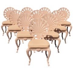 Lot de 10 chaises de patio Hollywood Regency Grotto en aluminium à dossier en forme de coquille par Tropitone