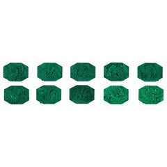 Lot de 10 sets de tapis de table en fausse malachite de pierre impériale, acrylique, signés