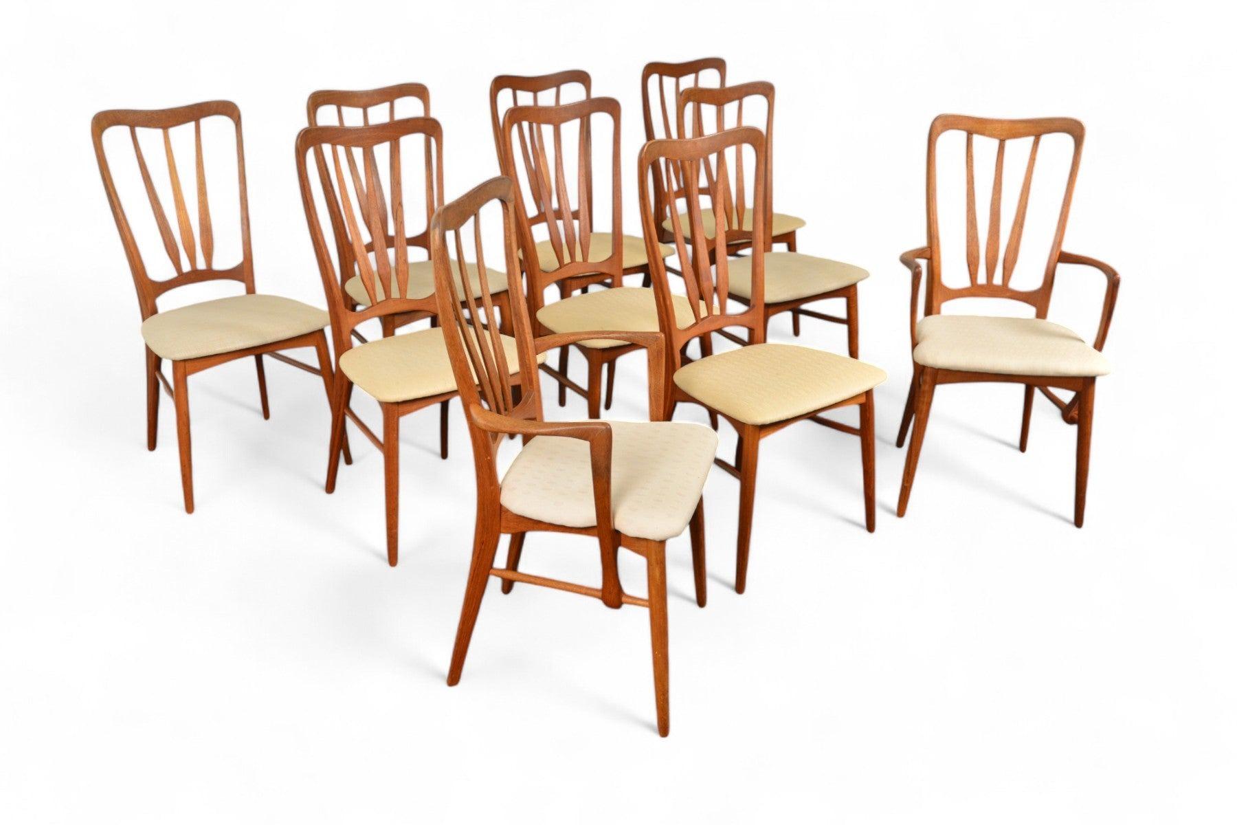 Mid-Century Modern Set of 10 Ingrid Highback Dining Chairs by Niels Koefoed For Sale