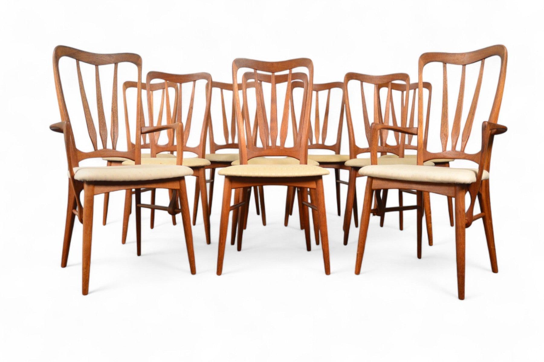 Danish Set of 10 Ingrid Highback Dining Chairs by Niels Koefoed For Sale