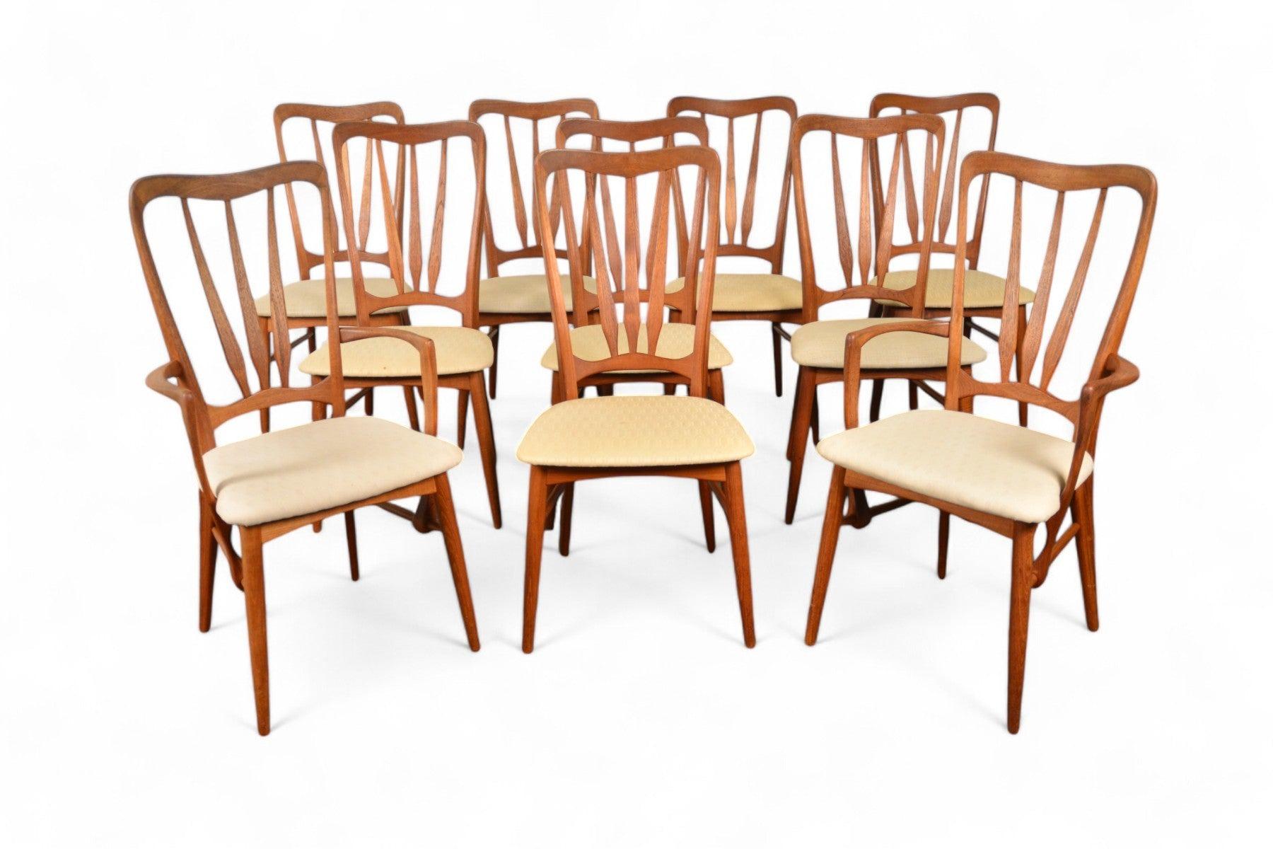 Set of 10 Ingrid Highback Dining Chairs by Niels Koefoed In Good Condition For Sale In Berkeley, CA