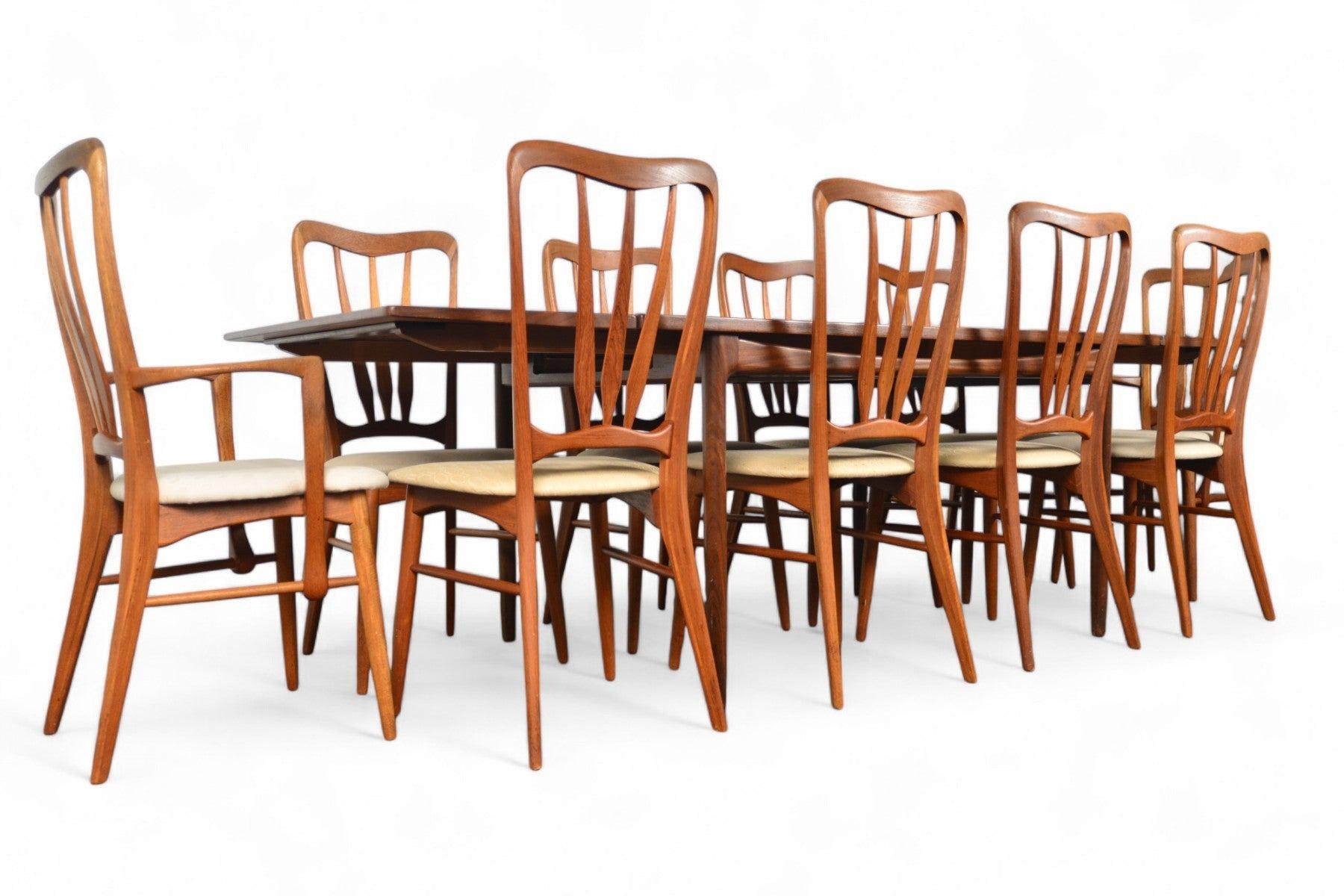 20th Century Set of 10 Ingrid Highback Dining Chairs by Niels Koefoed For Sale