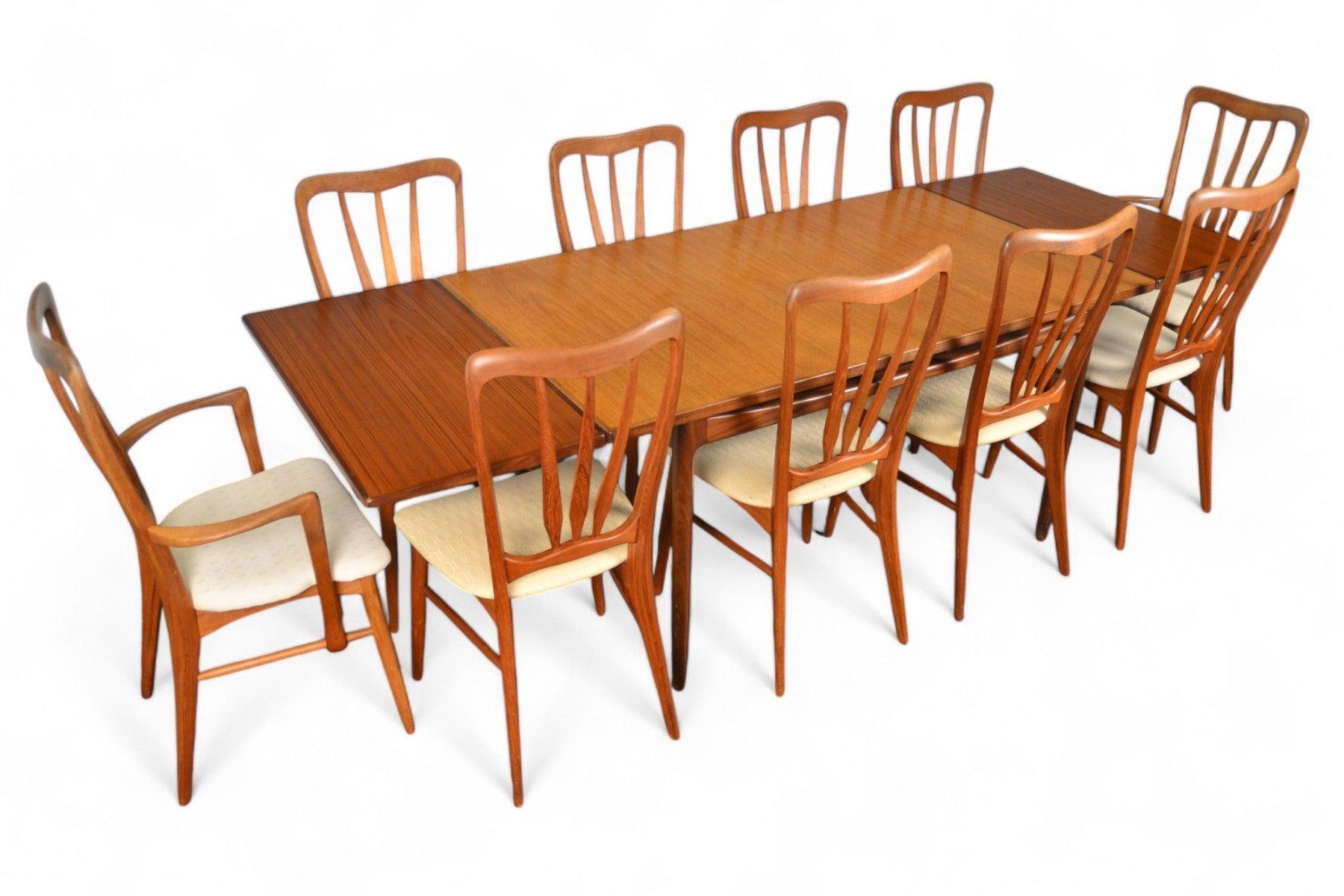 Teak Set of 10 Ingrid Highback Dining Chairs by Niels Koefoed For Sale