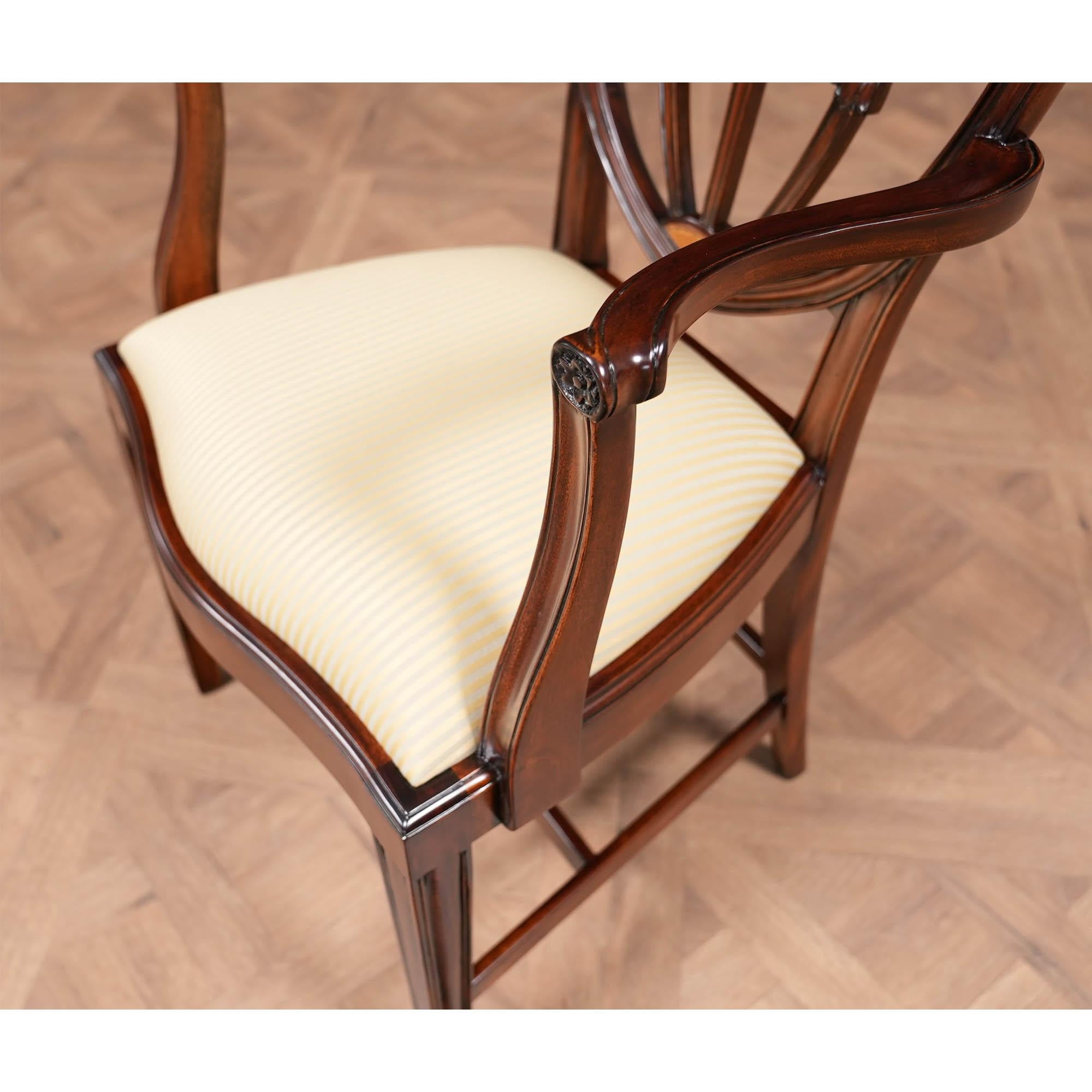 Set of 10 Inlaid Shield Back Chairs in vendita 4