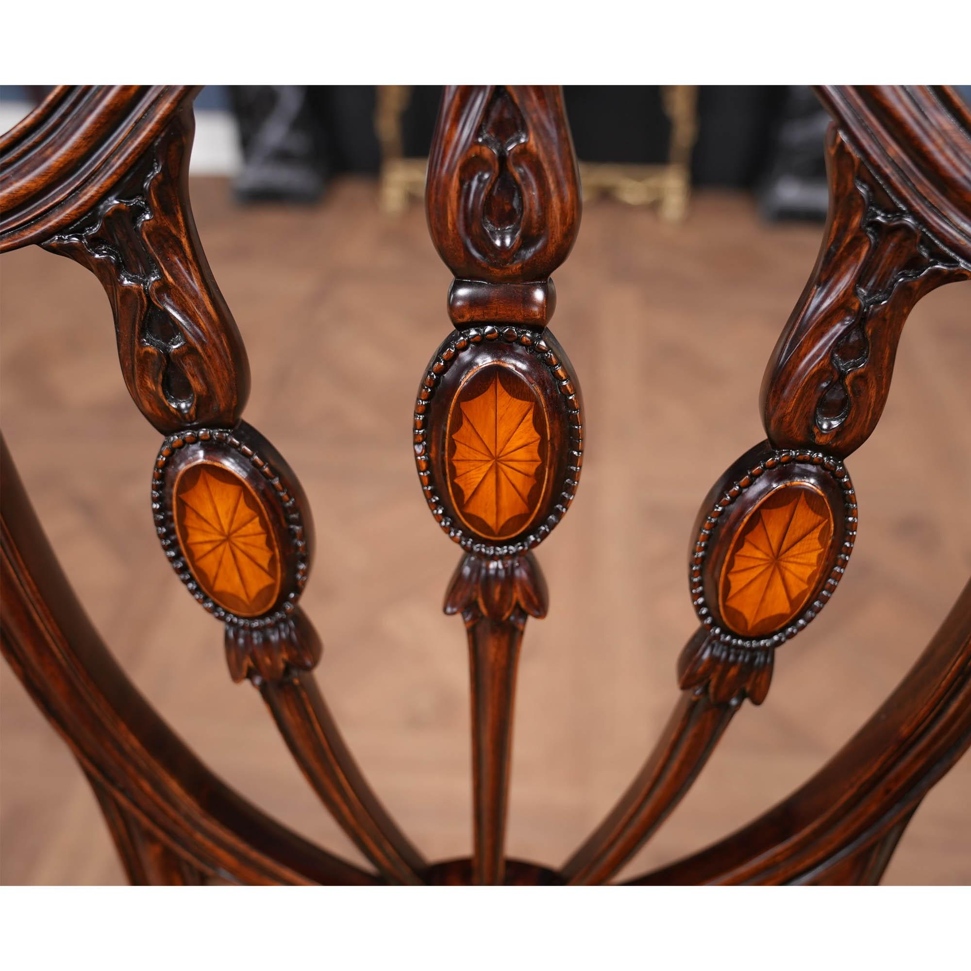 Set of 10 Inlaid Shield Back Chairs in vendita 10