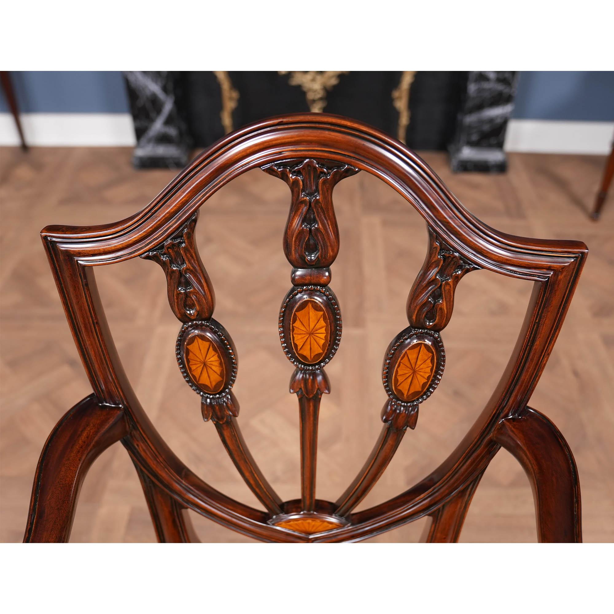 XXI secolo e contemporaneo Set of 10 Inlaid Shield Back Chairs in vendita