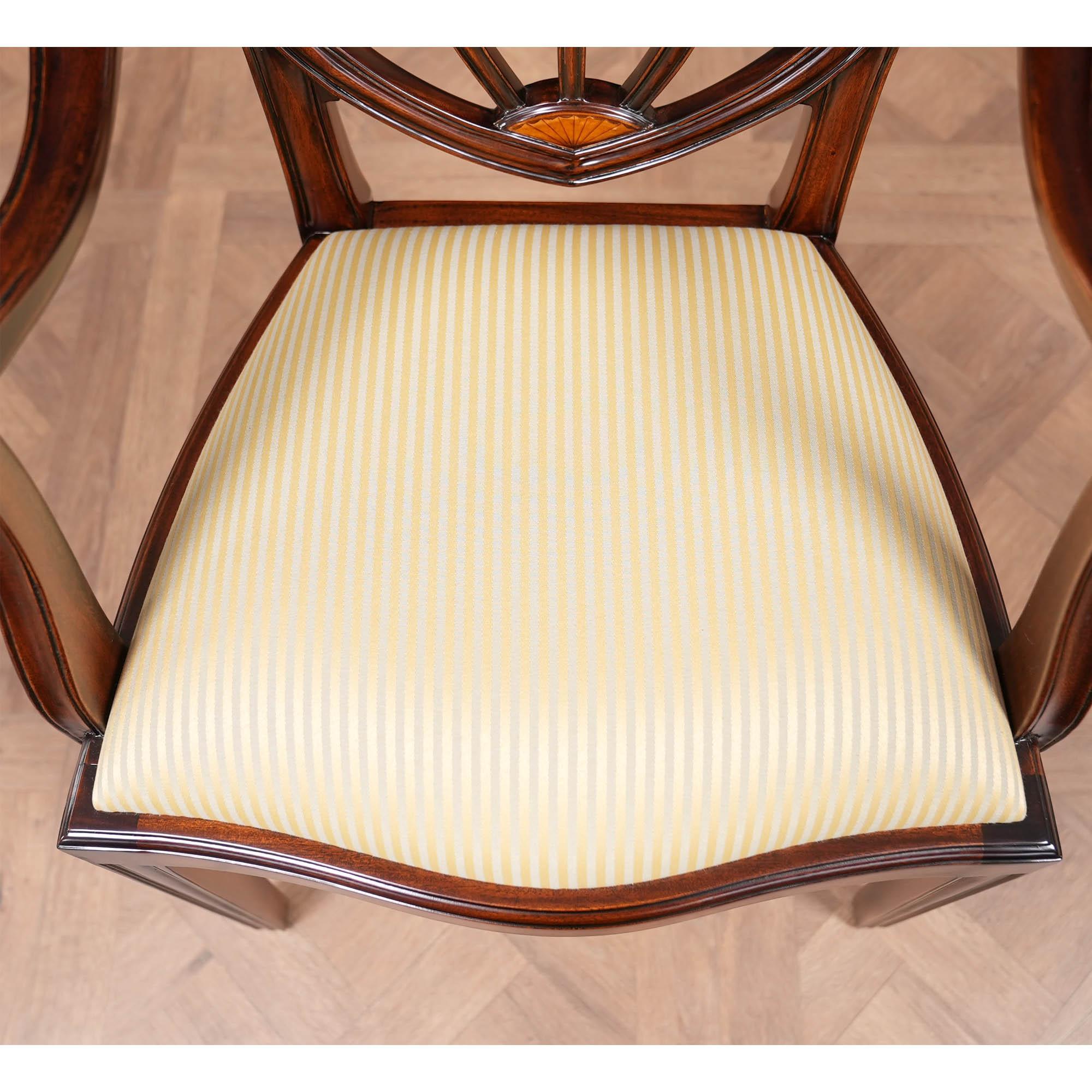 Set of 10 Inlaid Shield Back Chairs in vendita 1