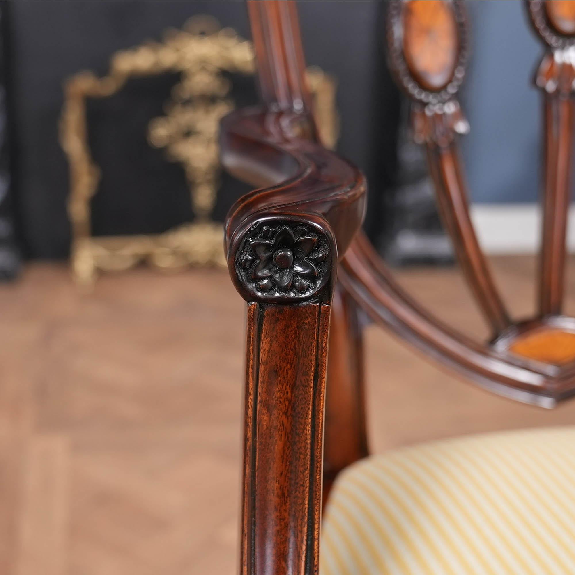 Set of 10 Inlaid Shield Back Chairs in vendita 2