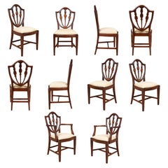 Set of 10 Inlaid Shield Back Chairs