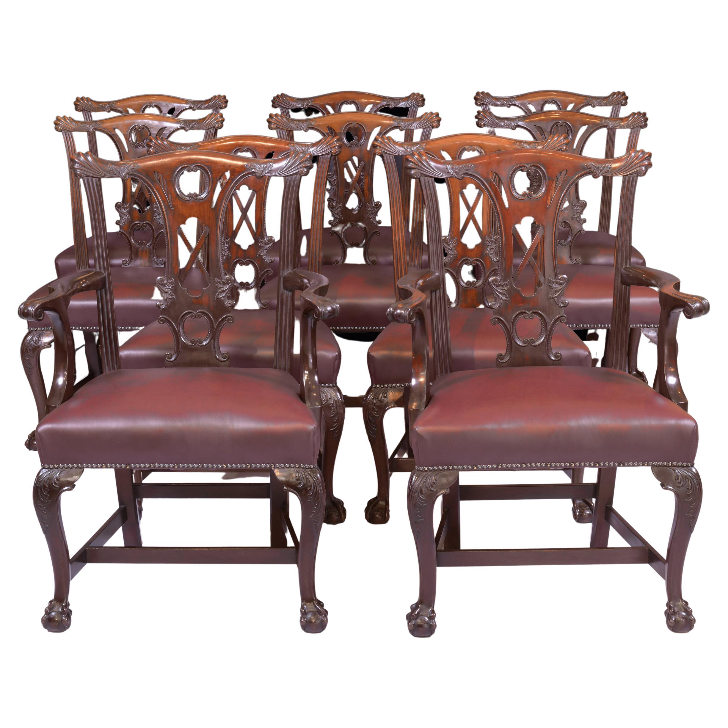 Ensemble de 10 chaises de salle à manger irlandaises en acajou du 19ème siècle par James Hicks de Dublin