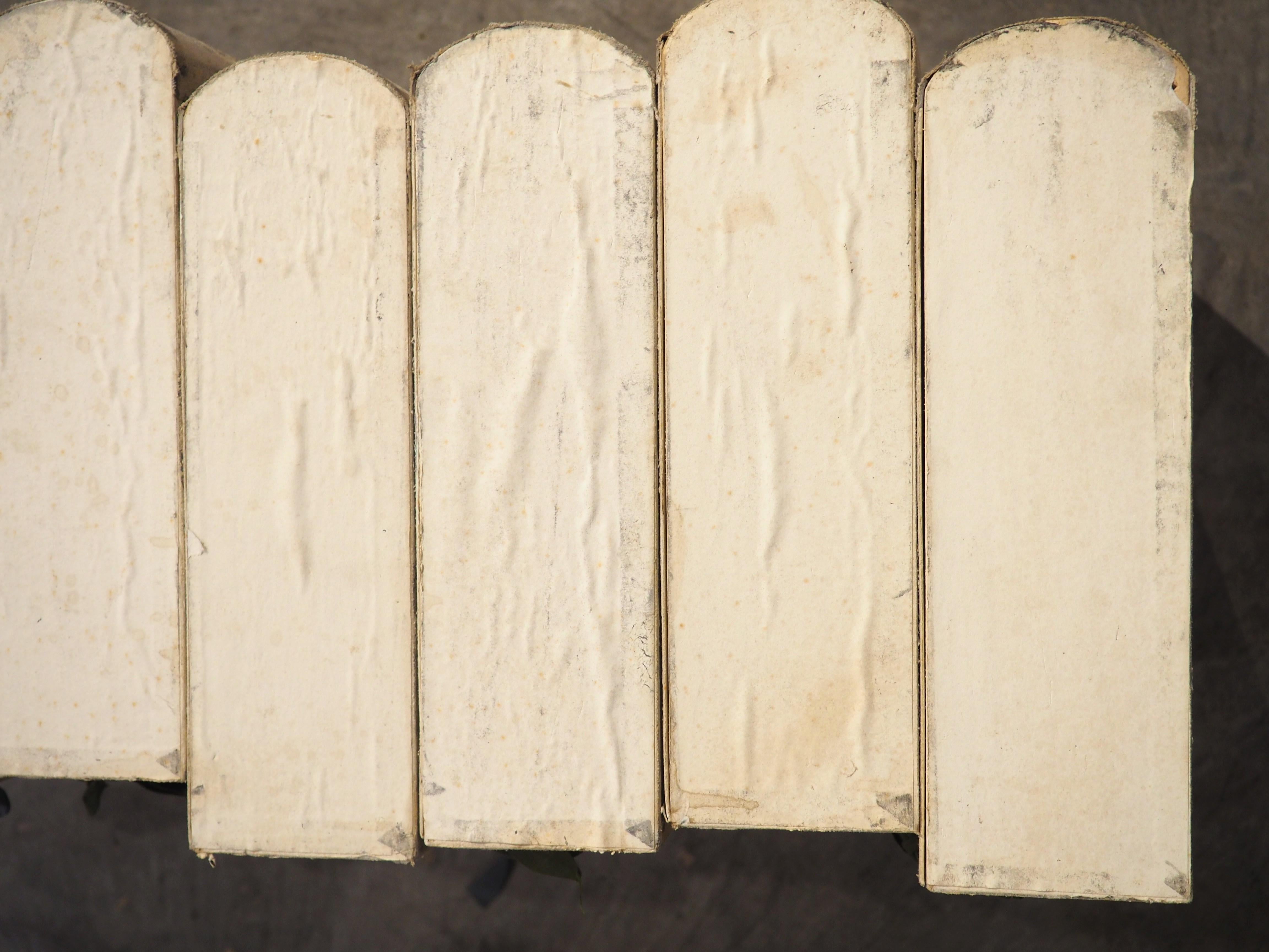 Set of 10 Italian Board and Linen Document Boxes, Circa 1915 For Sale 3