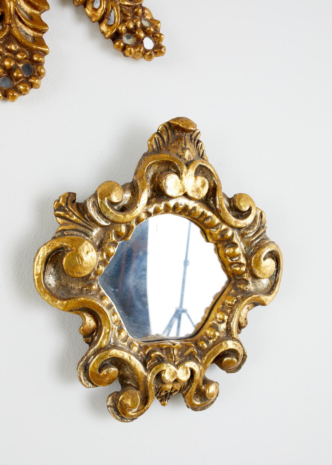 Set of 10 Italian Giltwood Baroque Style Sunburst Mirrors 9