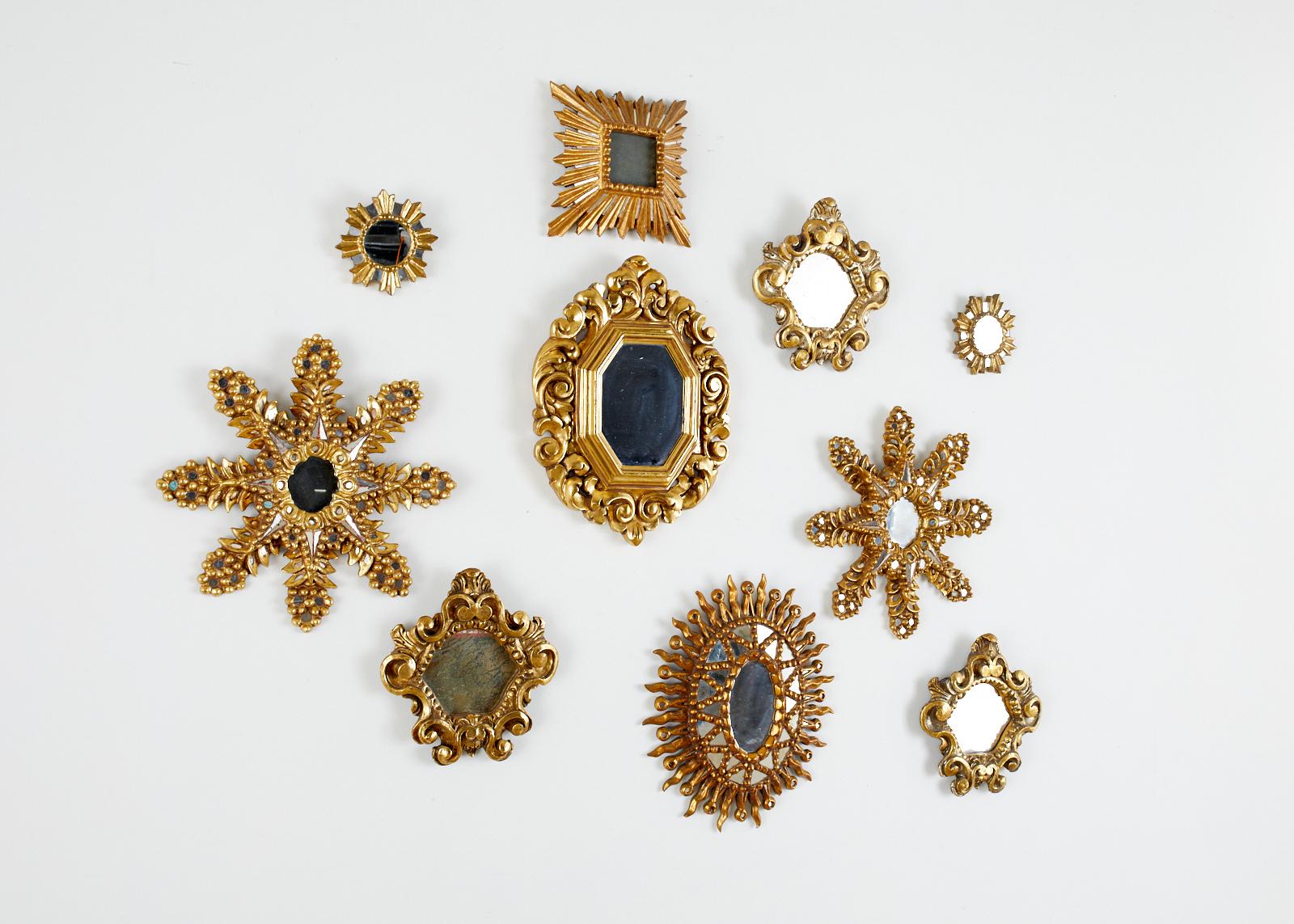 20th Century Set of 10 Italian Giltwood Baroque Style Sunburst Mirrors