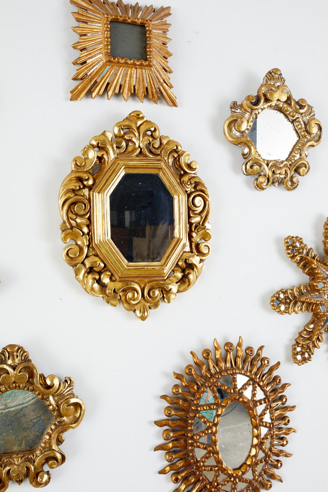 Set of 10 Italian Giltwood Baroque Style Sunburst Mirrors 2