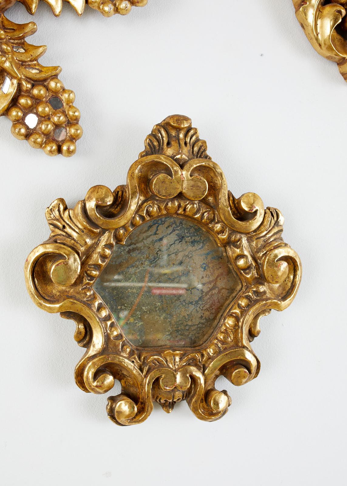Set of 10 Italian Giltwood Baroque Style Sunburst Mirrors 5