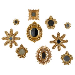 Set of 10 Italian Giltwood Baroque Style Sunburst Mirrors